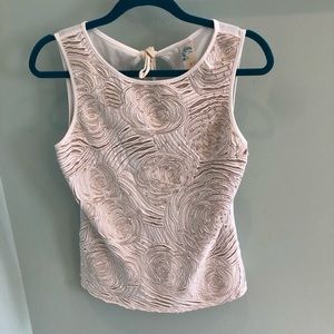 Anthropologie C Keer Textured Floral Cream Tank